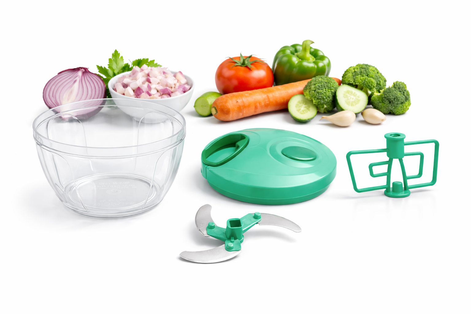 High Quality Manual Vegetable Chopper with 3 Stainless Steel Blades | Easy Pull String Onion, Fruit & Salad Chopper 🚀